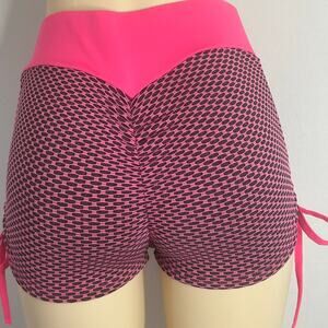 Women’s Scrunch Butt Gym Shorts Bundle M Honeycomb Booty Lift TikTok Pink Black